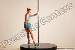 Underwear Gymnastic poses Woman White Moving poses Slim long blond Dynamic poses Academic